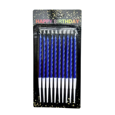 Свічки для торта Спіраль сині перламутр (10 шт) 13 см 15715