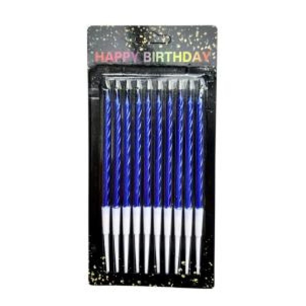 Свічки для торта Спіраль сині перламутр (10 шт) 13 см 15715