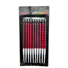 Свічки для торта Спіраль червоні перламутр (10 шт) 13 см 15714