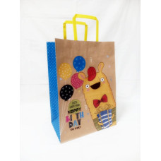 Пакет крафт ручки - прямокутні паперові кольорові, 25х15х34,5 см, папір 100 г/м2 Крафт колір Бурий KGB253415-14