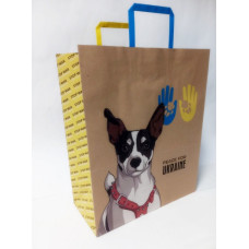 Пакет крафт ручки - прямокутні паперові кольорові, 32х15х38 см, папір 100 г/ м2 Крафт колір Бурий KGB 323815-21