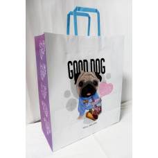 Пакет крафт ручки - прямокутні паперові кольорові, 32х15х38 см, папір 100 г/ м2 Крафт колір Білий KGB 323815 -40