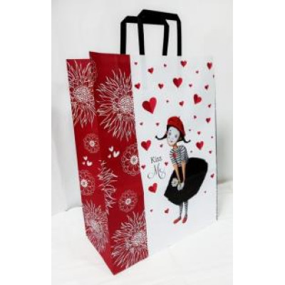 Пакет крафт ручки - прямокутні паперові кольорові, 32х15х42 см, папір 100 г/ м2 Крафт колір Білий KGB 324215-22