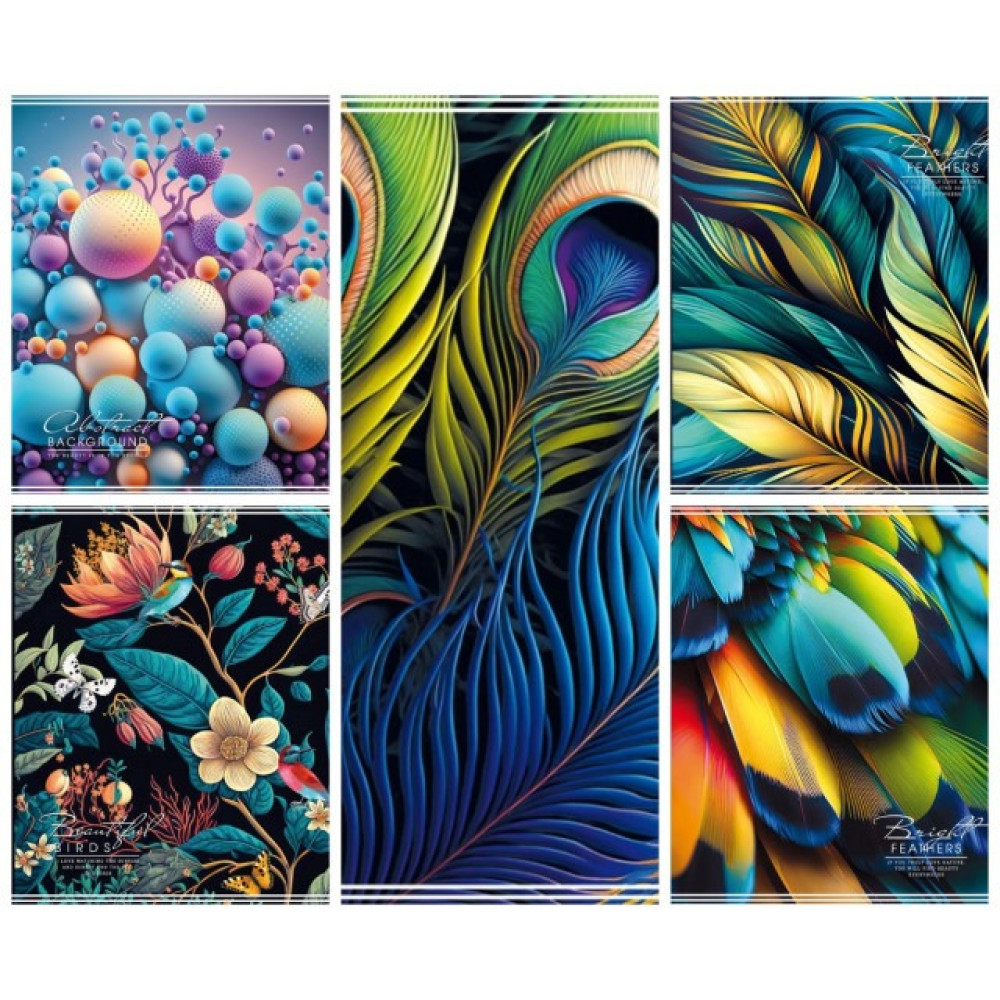 Зошит загальний, на скобі, 170х203 мм, 48 аркушів, у лінію, 23087-23091