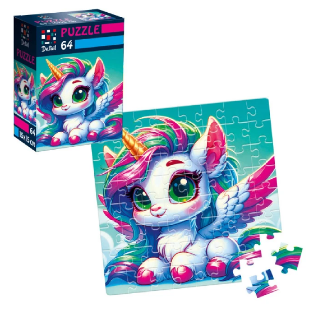 Пазли De.tail. Замріяна єдиноріжка. розмір коробки  7*10см  64 деталі DT1234-01 (укр)