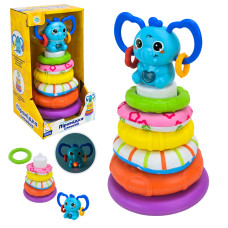 Пірамідка муз. арт. PL-724-85 "Сонячний зайчик",батар.у комплекті, кільця тканеві та пласт., р-р 23*13*13,  короб. 15,5*14,1*26,8см