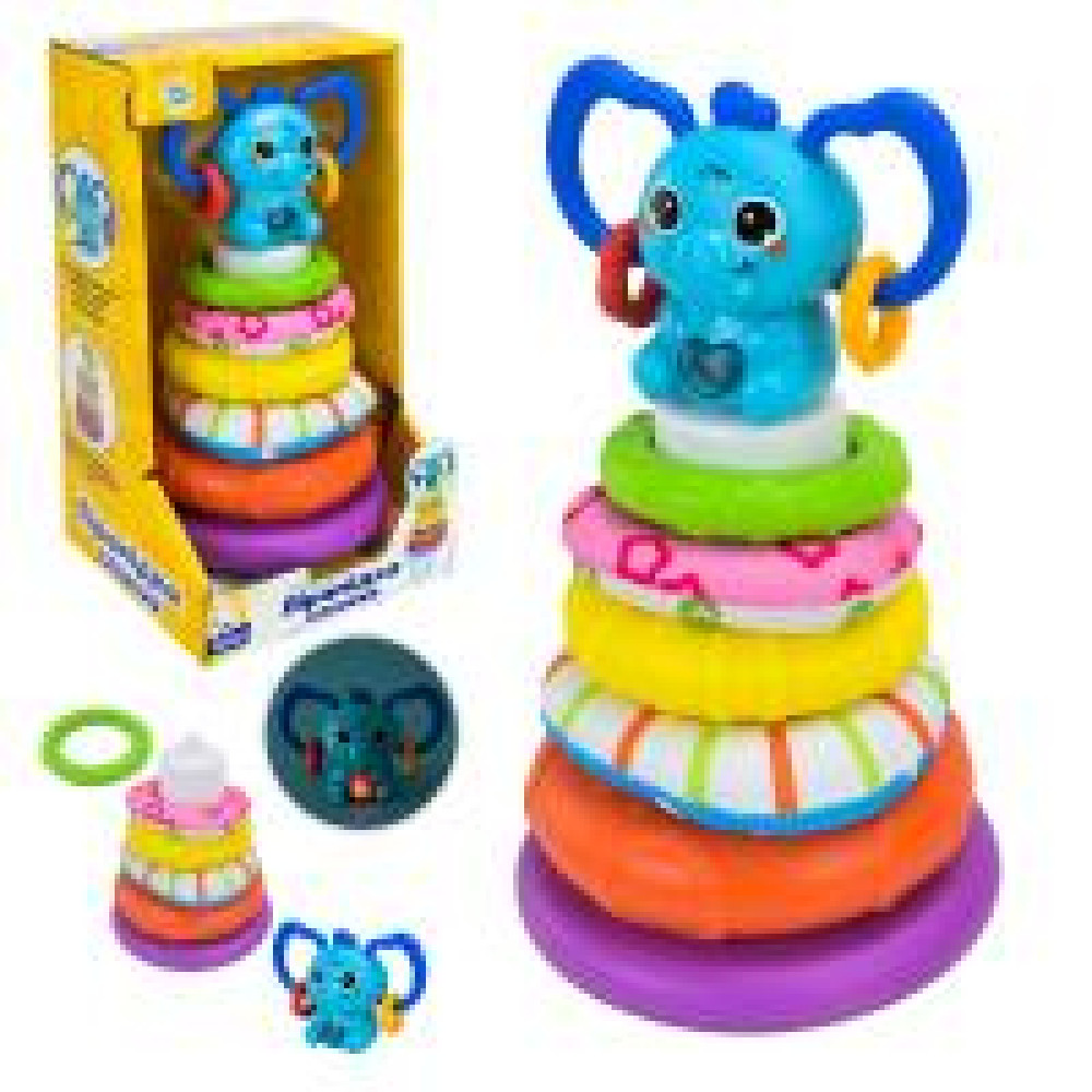 Пірамідка муз. арт. PL-724-85 "Сонячний зайчик",батар.у комплекті, кільця тканеві та пласт., р-р 23*13*13,  короб. 15,5*14,1*26,8см