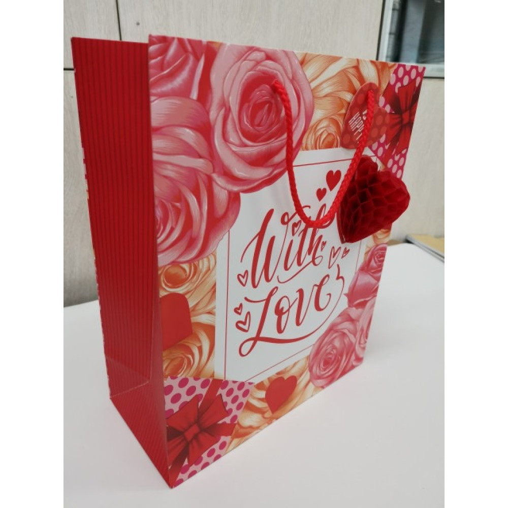 Пакет паперовий, 30х40х17 см, Картон крейдований 190г/м2. Повнокольоровий друк + матова ламінація + 3D фігурна іграшка, що відкривається, дизайн -GB-2