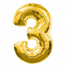 Кулька Цифра 3 золота/срібна/рожева, фольга FlexMetal