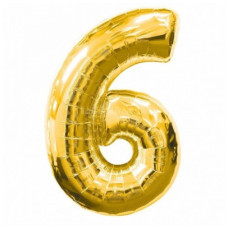 Кулька Цифра 6 золота/срібна/рожева, фольга FlexMetal