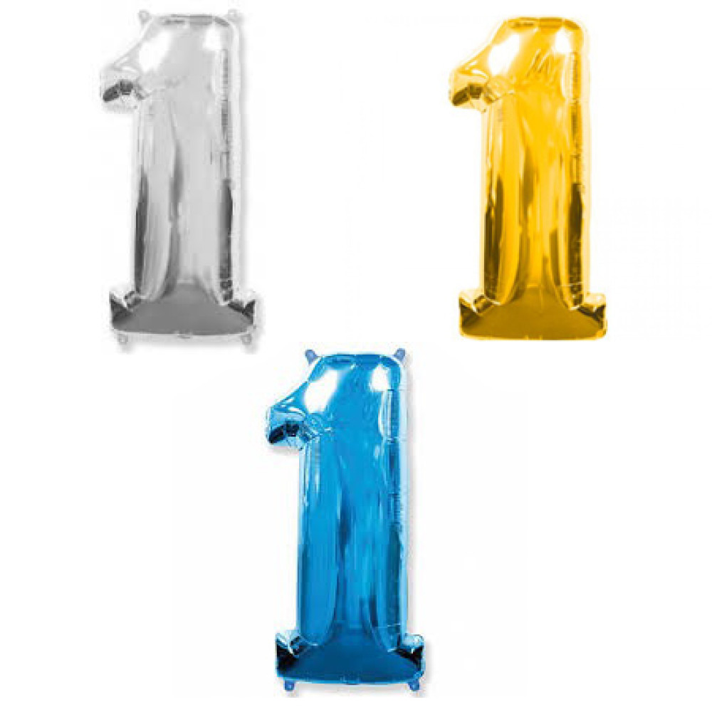 Цифра фольга 1 в асортименті (синя, золота, срібна) 901761 Flex Metal
