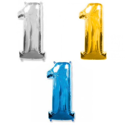 Цифра фольга 1 в асортименті (синя, золота, срібна) 901761 Flex Metal