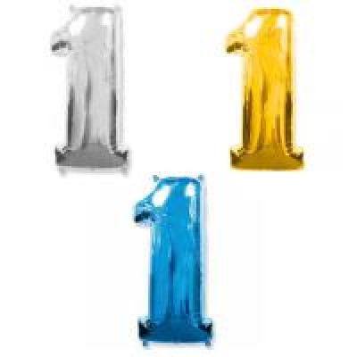 Цифра фольга 1 в асортименті (синя, золота, срібна) 901761 Flex Metal