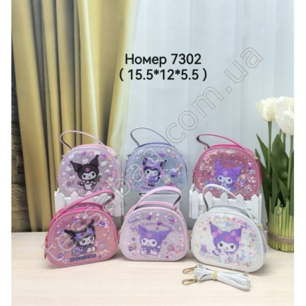 Сумка дитяча 7302 штучна шкіра 15*12*6с мікс кольорів, в упаковці