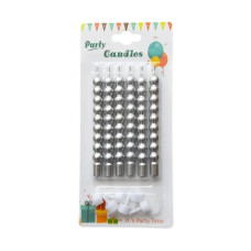 Свічки для торта Перлина срібло (6 шт) 8,5 см14920