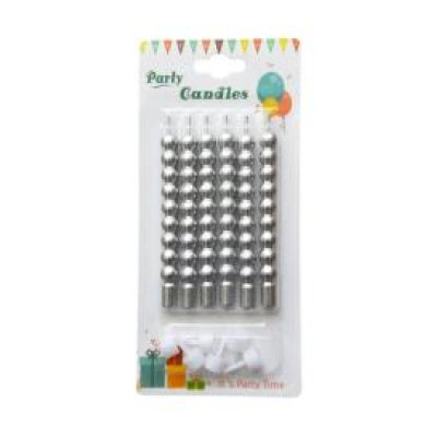 Свічки для торта Перлина срібло (6 шт) 8,5 см14920