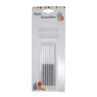Свічки для торта "Олівець" біло-срібні 12 ШТУК 04500