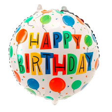 Фольгована кулька коло Китай Happy birthday кольорові кульки 18" 13696