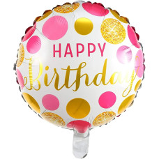 Фольговане коло «Happy Birthday золото-рожеві круги» 18' 02063