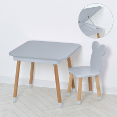 Комплект ARINWOOD Ведмедик Box Сірий однотонний (столик з ящиком + стілець) 08-025G-BOX