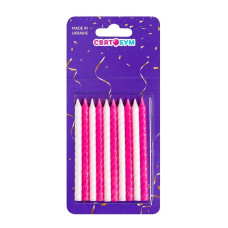 Свічки для торта "Спіральки" маленькі біло-рожеві 10 шт 8022-0011