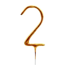 Бенгальська свічка-цифра для торта - 2 (Золото) 6220