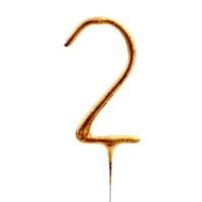 Бенгальська свічка-цифра для торта - 2 (Золото) 6220