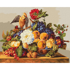 Набір для розпису по номерах. Тварини, птахи "Обід омелюха" 40х50см KHO4396