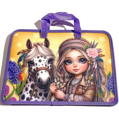 Папка-портфель на блискавці, з ручками, А4+, 600мкм, кольоровий друк Р0222