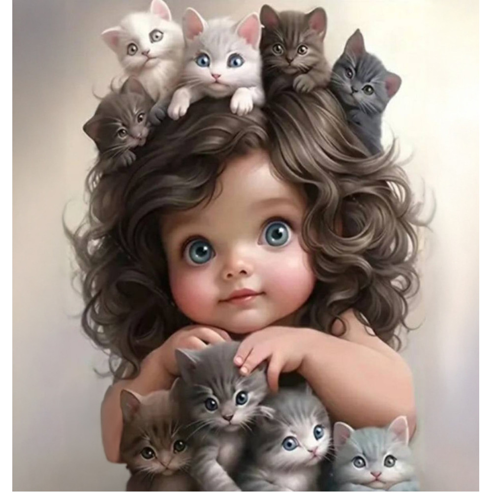 Алмазна мозаїка «Котяча радість», 20х20см, на рамці, ТМ Dreamtoys S10218, 21х21х2,5см, в коробці