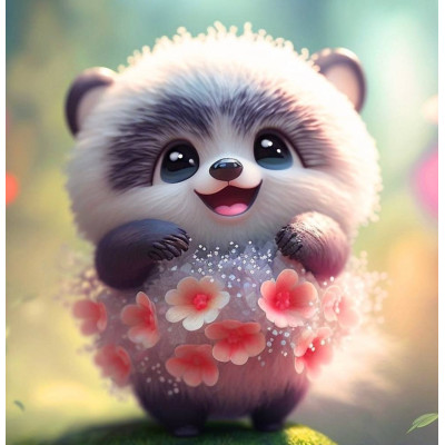 Алмазна мозаїка "Пухнастик з квітами", 20*20см, на рамці, в кор.21*21*2,5см, ТМ Dreamtoys S10037