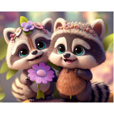 Алмазна мозаїка "Друзі єноти", 20*20см, на рамці, в кор.21*21*2,5см, ТМ Dreamtoys S10043