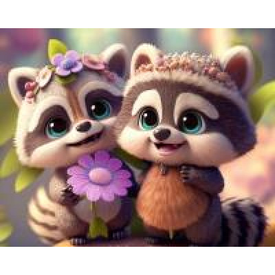 Алмазна мозаїка "Друзі єноти", 20*20см, на рамці, в кор.21*21*2,5см, ТМ Dreamtoys S10043