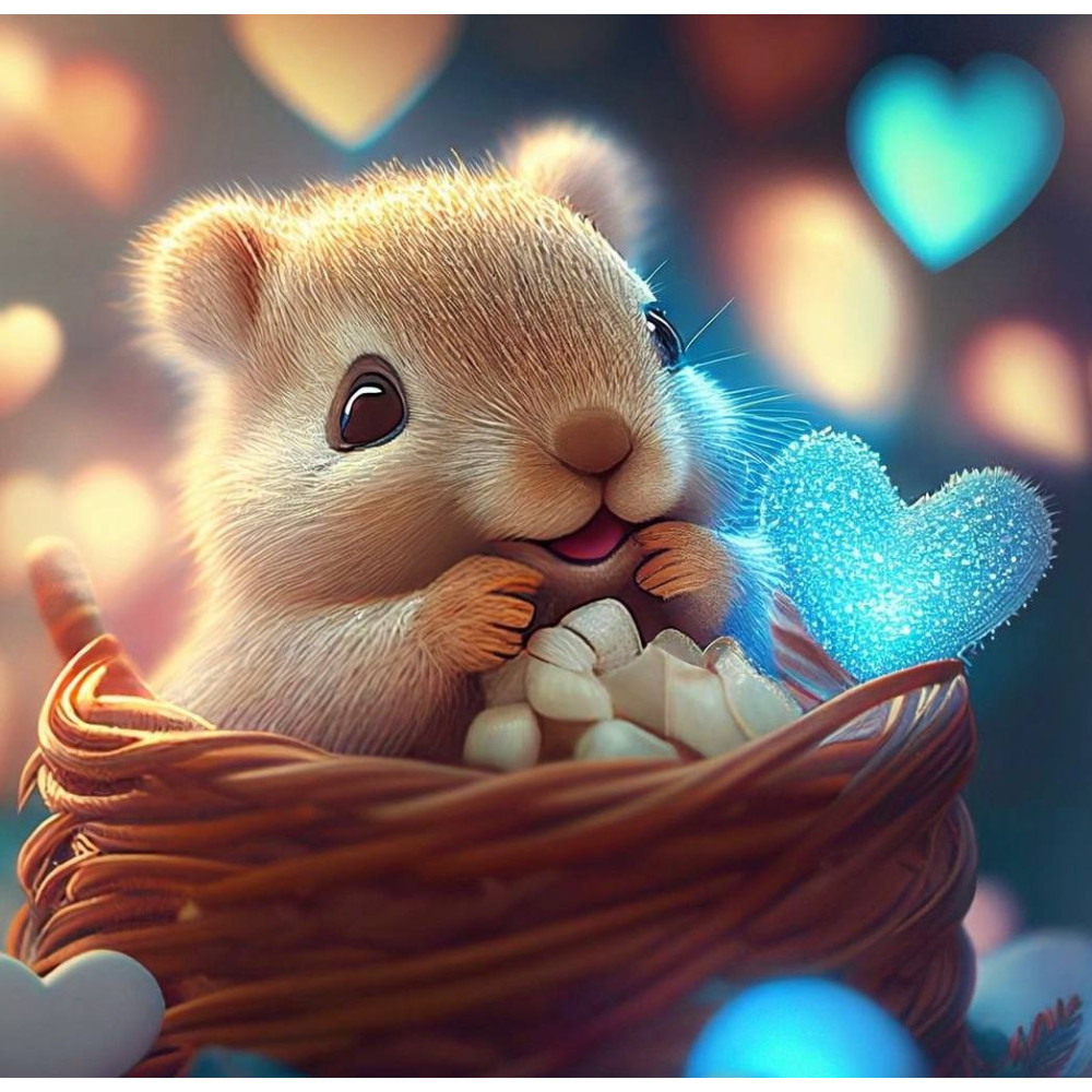 Алмазна мозаїка "Щасливий хом'ячок з сердечком", 20*20см, на рамці, в кор.21*21*2,5см, ТМ Dreamtoys S10033