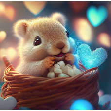 Алмазна мозаїка "Щасливий хом'ячок з сердечком", 20*20см, на рамці, в кор.21*21*2,5см, ТМ Dreamtoys S10033