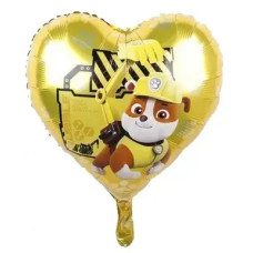 Фольгована кулька СЕРЦЕ щенячий патруль жовте Кремез 18" 13890