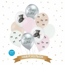 Набір повітряних кульок "Ведмедик з бантиками" (10 шт) 30 см 12" 14883