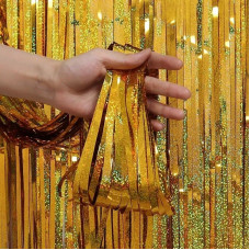 Декоративна шторка для фотозони - голограма золото 1x2м 12259