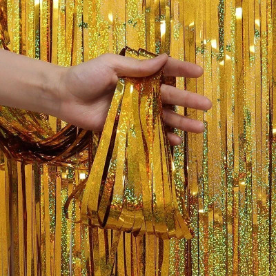 Декоративна шторка для фотозони - голограма золото 1x2м 12259