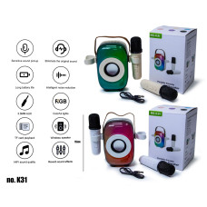 ПОРТАТИВНА КОЛОНКА З ДВОМА КАРАОКЕ МІКРОФОНАМИ BG-K31