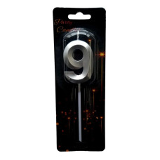 Свічка цифра маленька 3D срібло 9 (4,5 см) 13920