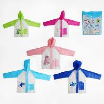 Дощовик дитячий C 68737 (100) щільний, на кнопках, капюшон, кишеня з клапаном, зріст 115-125 см, у пакеті,