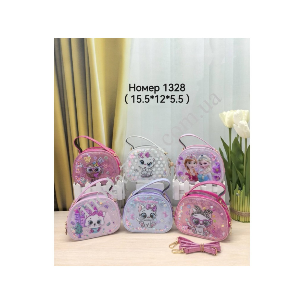 Сумка дитяча 1328 штучна шкіра 15*12*6с мікс кольорів, в упаковці