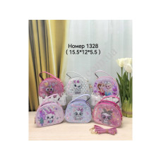 Сумка дитяча 1328 штучна шкіра 15*12*6с мікс кольорів, в упаковці