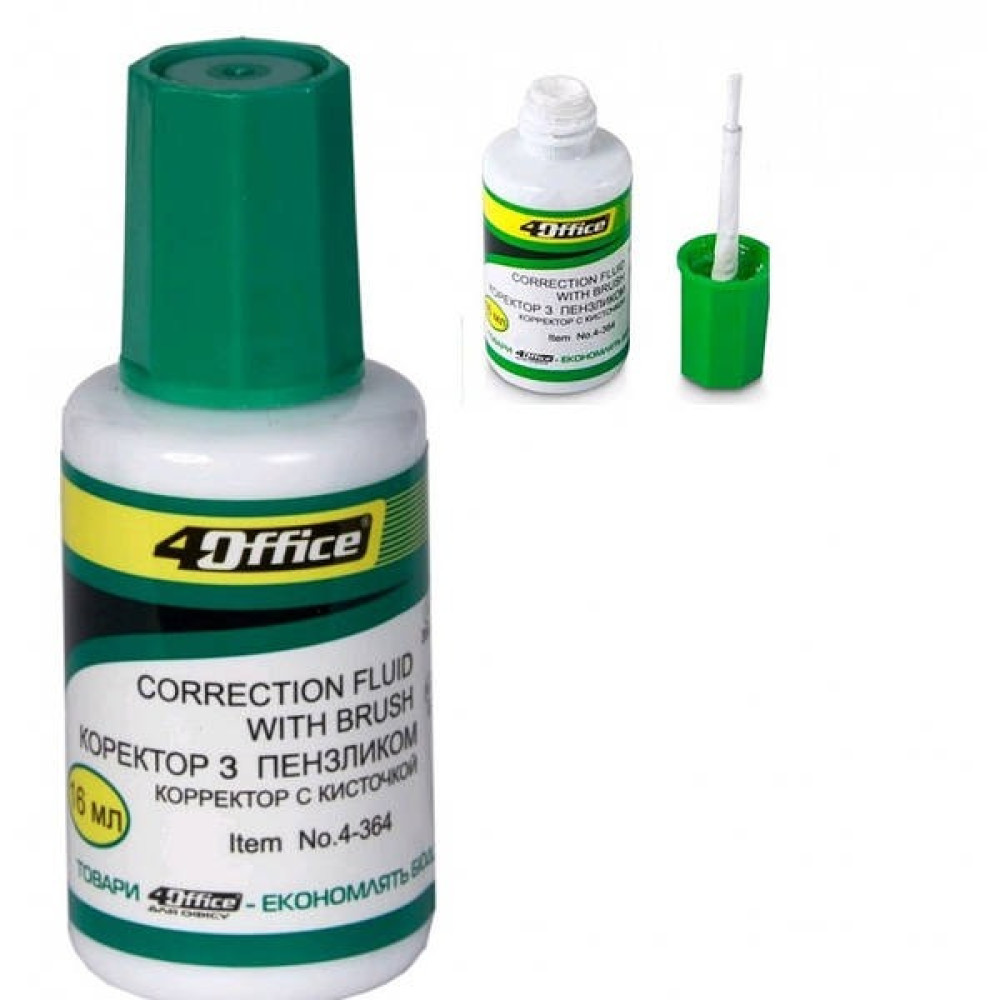 коректор, 16мл, з пензл., Fluid, 4-364, 4OFFICE