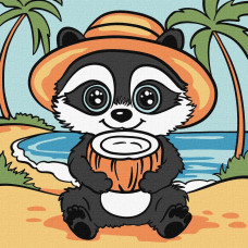 Набір для розпису по номерах для дітей "Єнот і кокос" 25х25см KHO1242