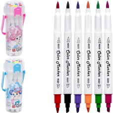 Набір двосторонніх маркерів для малювання 12 кольорів у пластиковому боксі 233-12 (118610)