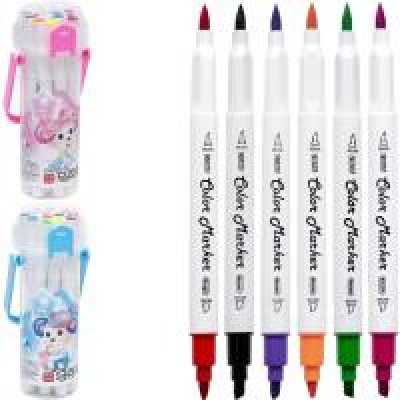 Набір двосторонніх маркерів для малювання 12 кольорів у пластиковому боксі 233-12 (118610)