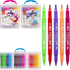 Фломастер двосторонній 24 кольори 249-24 у пластиковому боксі (118627)