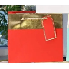 Пакет подарунковий "Золота смуга" Червоний Горизонтальний Великий (L 38х32х12 см) 15061
